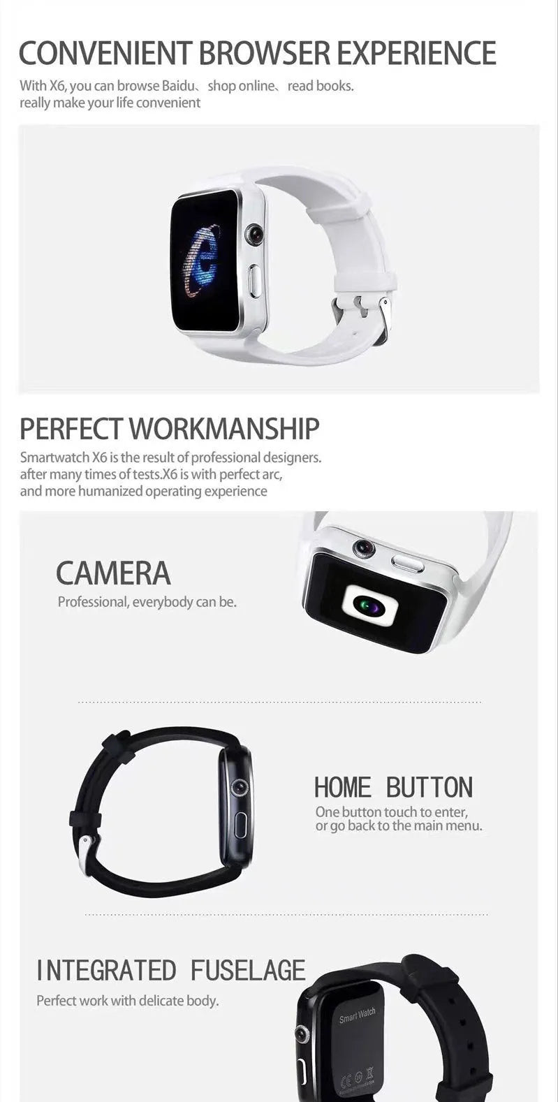 Black smart watch with 1.54 inch display on a silicone strap, showing a watch face and fitness data.