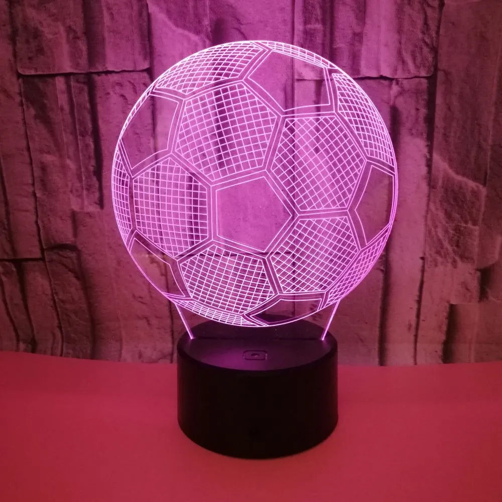 3D football design night light showing colour changing modes with touch controls