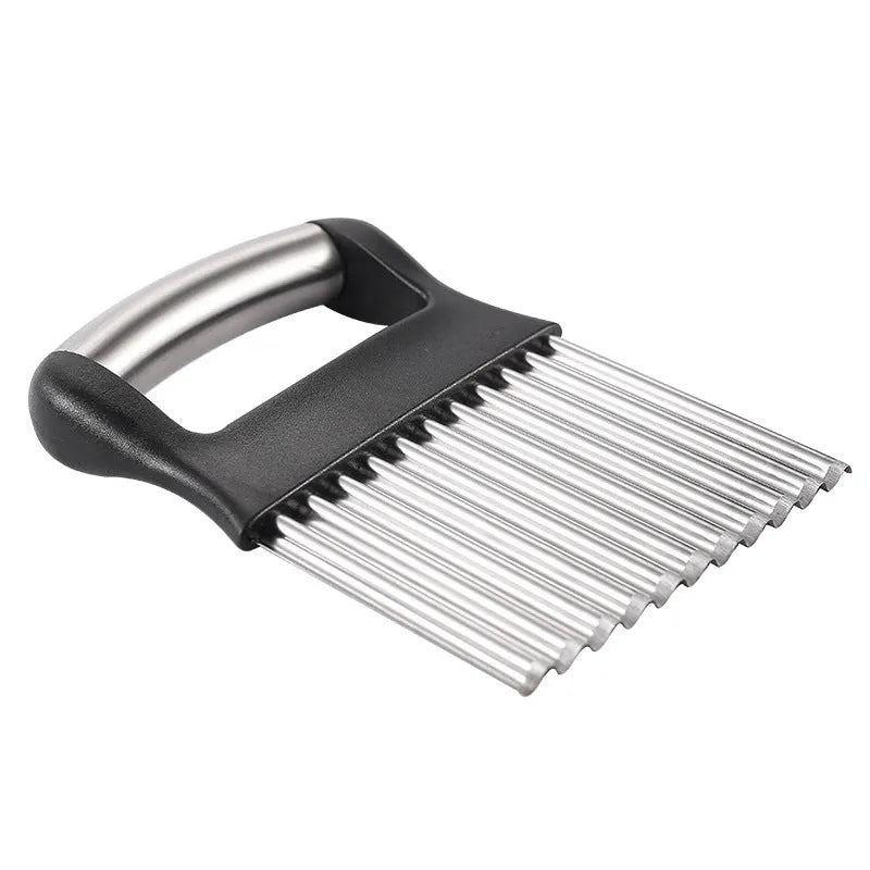 Stainless steel potato wave knife for making crinkle cut chips and waffle fries