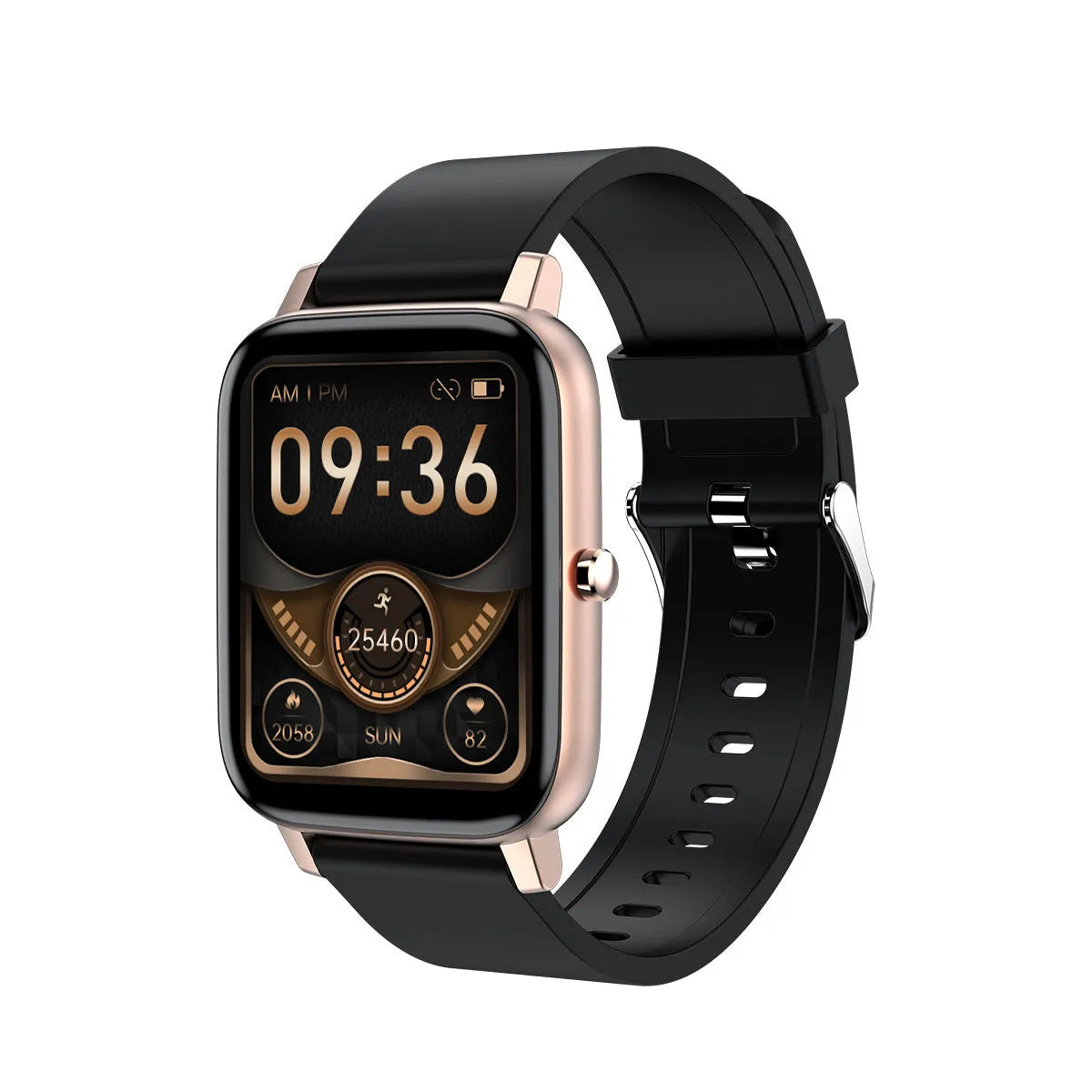 H80 sports smart watch with silicone strap on a wrist, showing a watch face displaying heart rate and blood oxygen data.