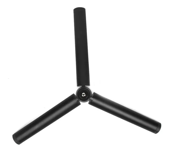 Black aluminium alloy mobile phone tripod stabiliser compatible with iPhone handheld photography accessory