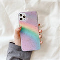 Rainbow gradient stripe phone case for iPhone with Japanese Korean style design