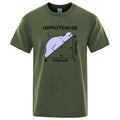 Men's loose fit cotton t-shirt with hippotenuse opposite adjacent math joke print in grey.