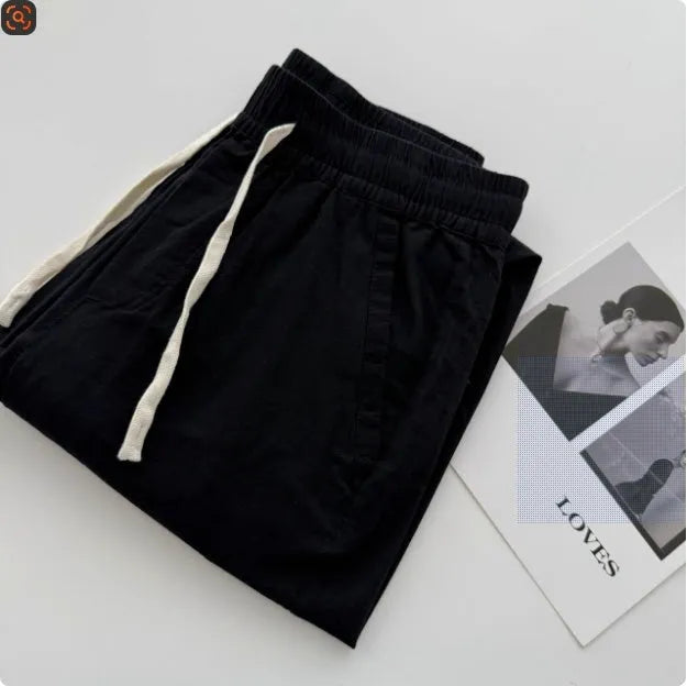 Men's loose straight casual trousers with drawstring waist in multiple colours