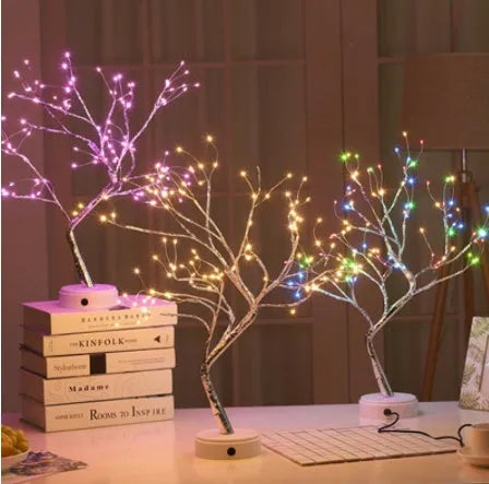 USB-powered Christmas tree light with touch control and 108 LED lights in festive decoration setting