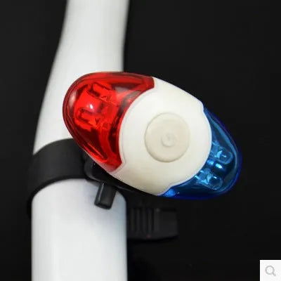 Red and blue LED tail light with adjustable base for cycling safety