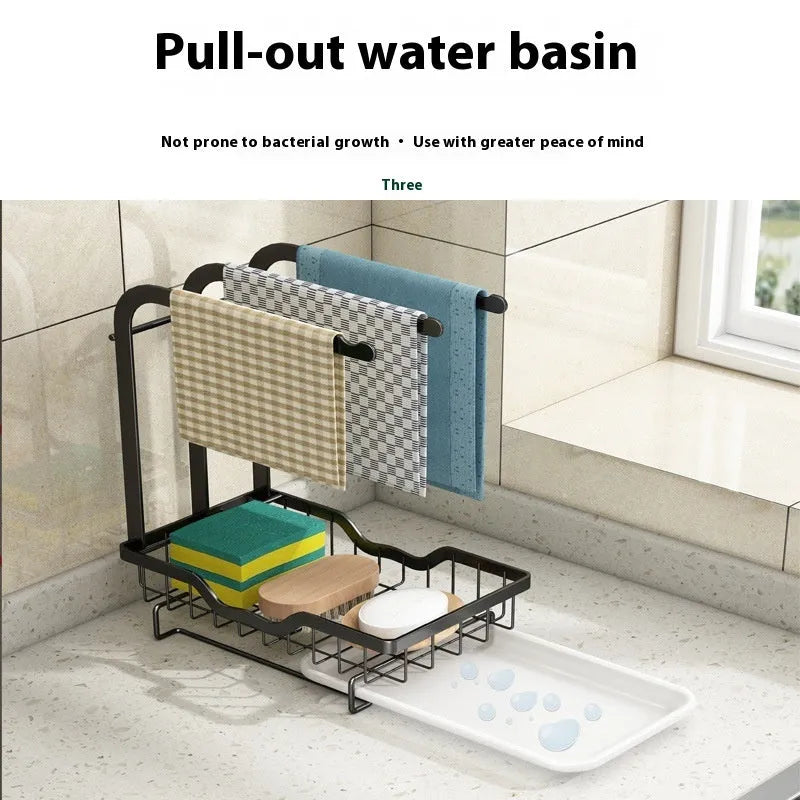 Foldable plastic kitchen rag draining storage rack in new Chinese style design