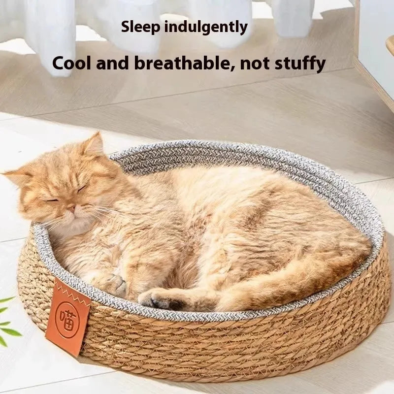 Rattan cat nest bed for pets available in four different sizes from small to extra large