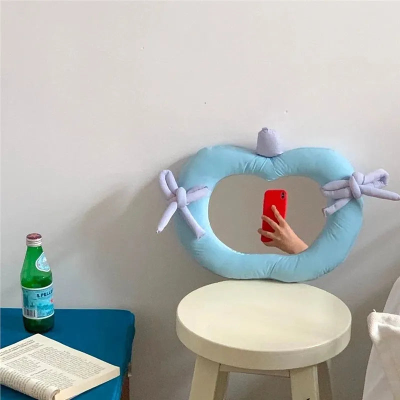 Korean-style pillow cotton-filled fabric decorative wall mirror with aluminium lens