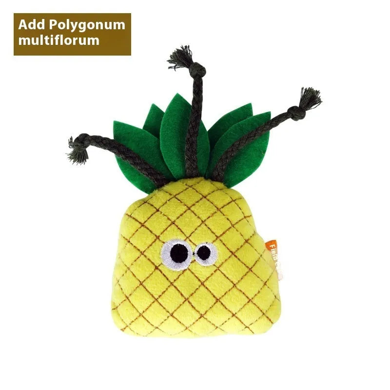 Polygonum multiflorum catnip cat molar pillow toy in six food designs: burrito, cone, cucumber, mushroom, pineapple, pizza
