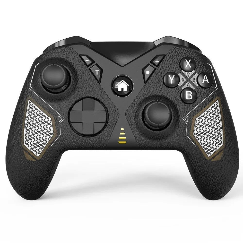 Black wireless game controller with leather pattern texture for Nintendo Switch and mobile phones.