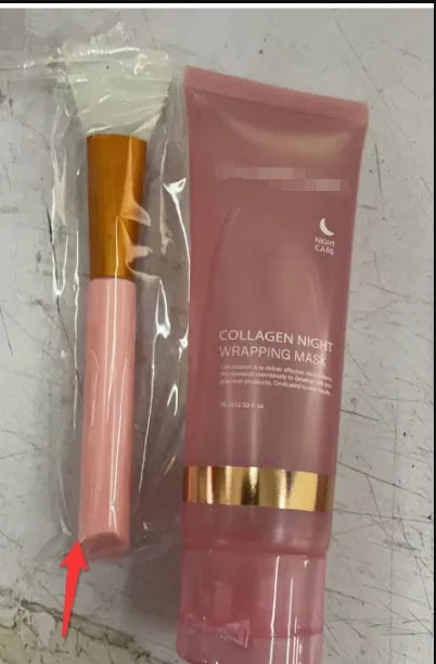 75ml collagen night mask bottle with application brush for overnight facial treatment
