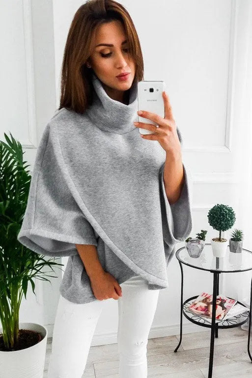 Long grey batwing sleeve cardigan with button front and stitching detail