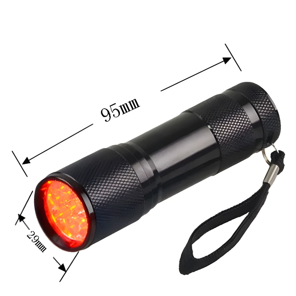 Black aluminium alloy smart vein locator with red LED illumination for medical vein visualisation