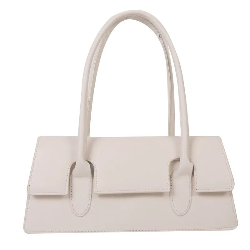 Women's retro style small square PU bag with single shoulder strap in black, brown, white, or yellow