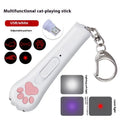 Infrared cat laser toy in blue plastic with five pattern projection functions and included cat teasing stick