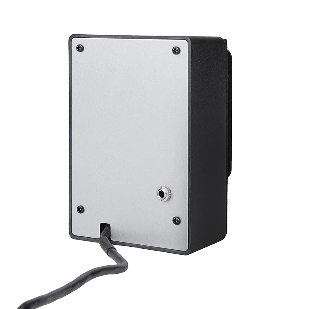 Black Cherub GT-6 acoustic guitar soundhole pickup unit with EQ and effects knobs.