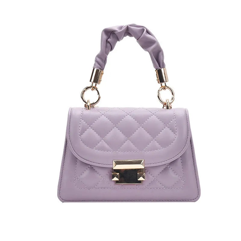 Purple rhombus-shaped ladies shoulder bag with chain strap and Korean styling