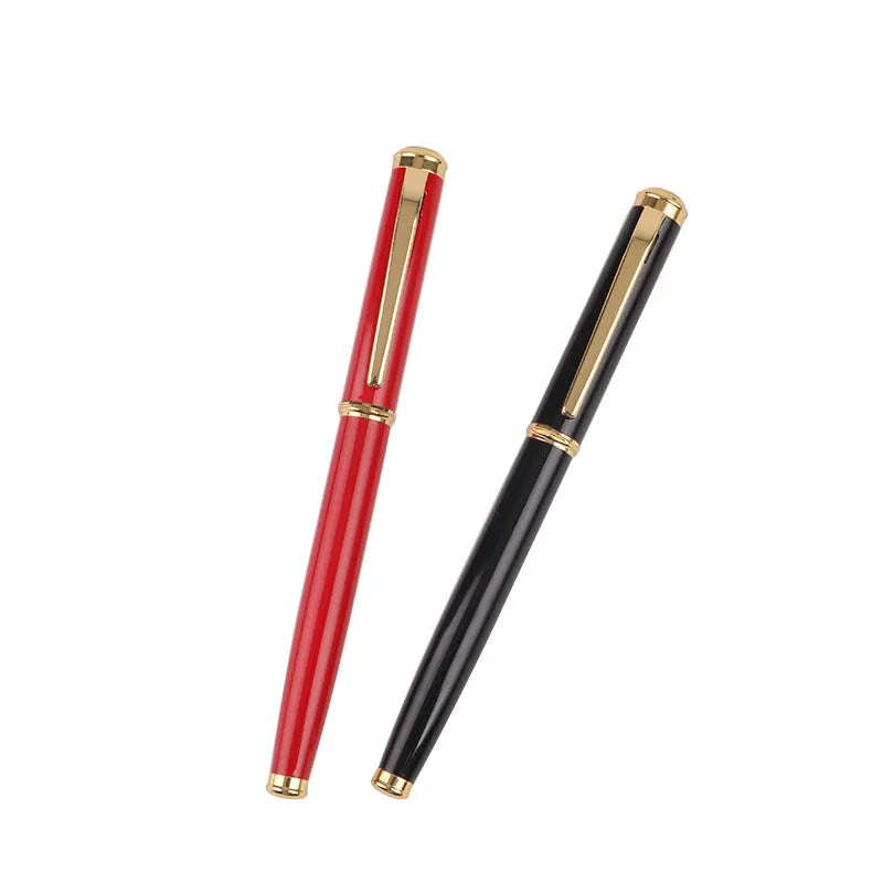 Red and black metal fountain pens with 0.5mm nibs for office and gift use.