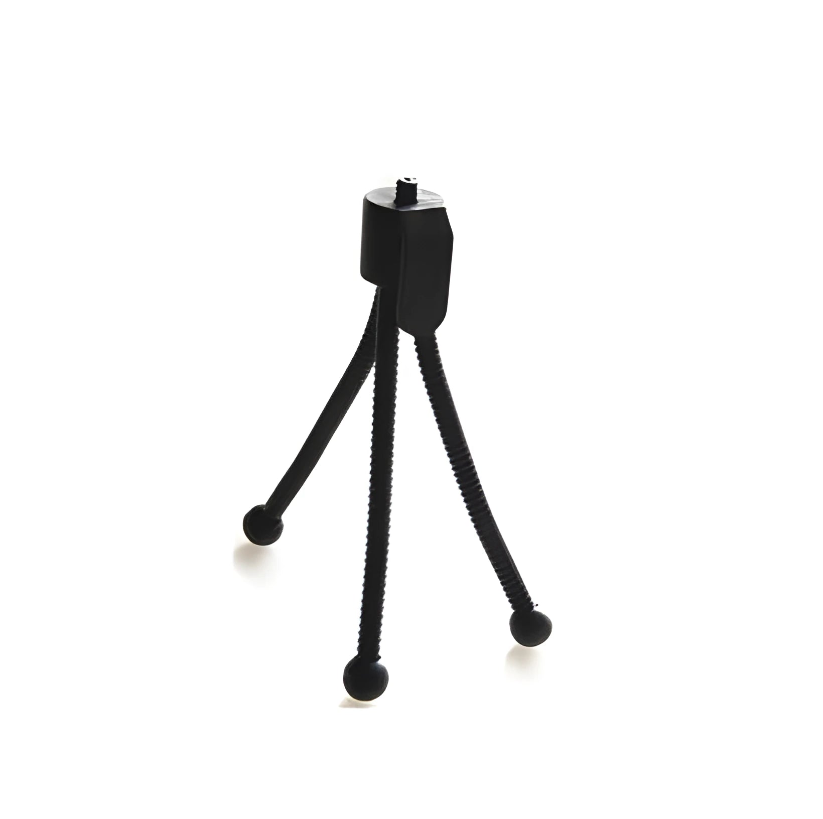 Small black iron frame mini tripod clamp for iPhone with collapsed telescopic legs and ball head