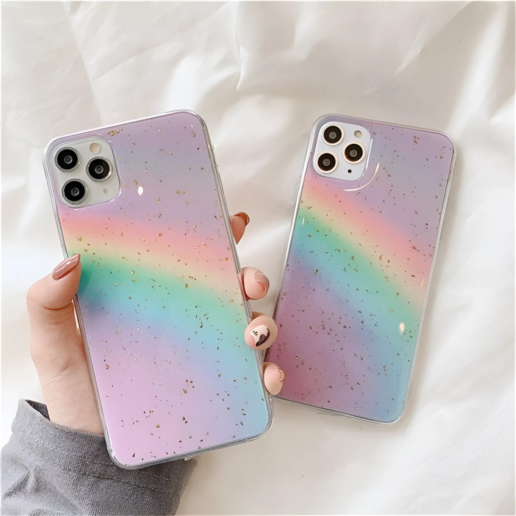 Rainbow gradient stripe phone case for iPhone with Japanese Korean style design