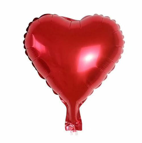 Five peach heart-shaped aluminium balloons in metallic colours for party decorations