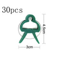 Green plastic and zinc plant fixing clips in large and small sizes for climbing vegetables