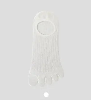 Modal cotton five-finger ultra-thin breathable boat socks in black, shown in a flat lay.