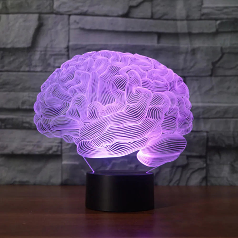 3D acrylic illusion LED desk lamp with remote control on a wooden surface, showing colour gradient effect.