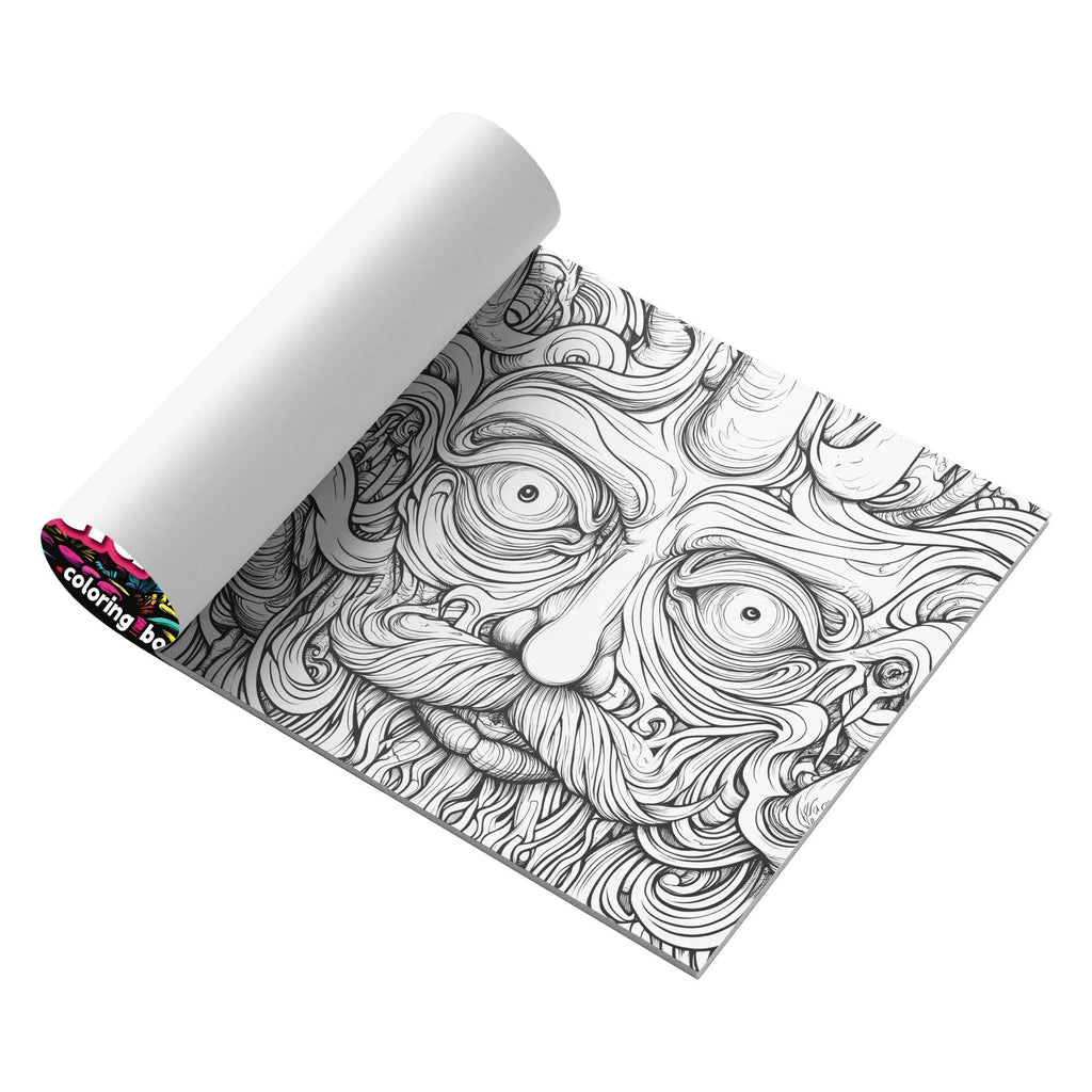 Acid tour coloured creative painting book showing 200mm length and paper pages.