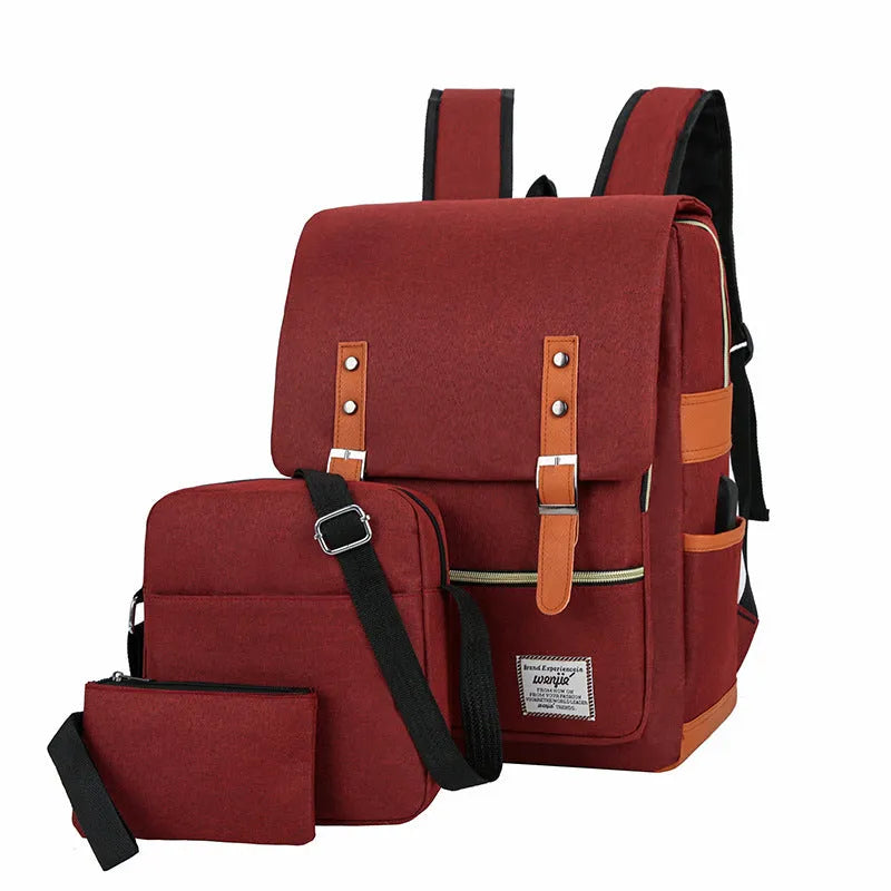 Three-piece waterproof business backpack in oxford cloth with curved shoulder strap