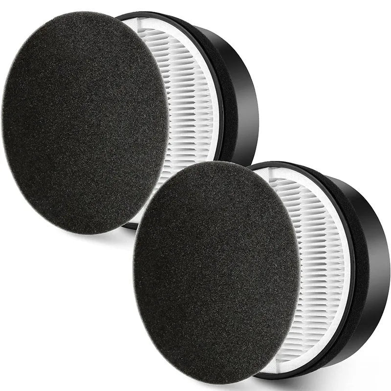 Levoit LV-H132 air purifier replacement filter and washable pre-filter cotton, shown with dimensions.