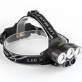 Black outdoor camping head-mounted torch with LED light for 300-500 metre range