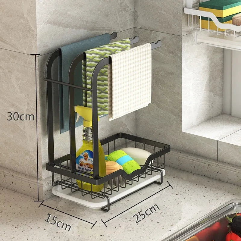 Foldable plastic kitchen rag draining storage rack in new Chinese style design