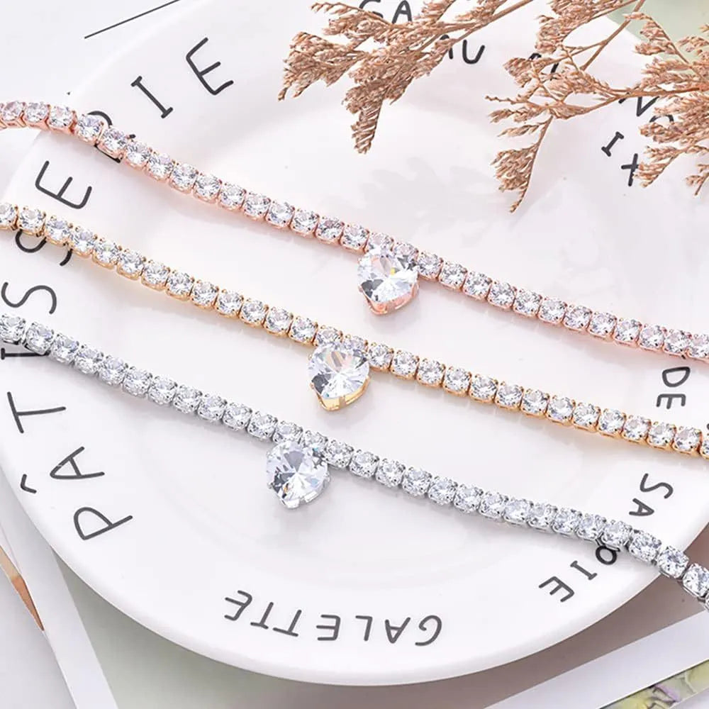 Rhinestone heart shaped dog and cat collar in gold, platinum, or rose gold with adjustable sizing