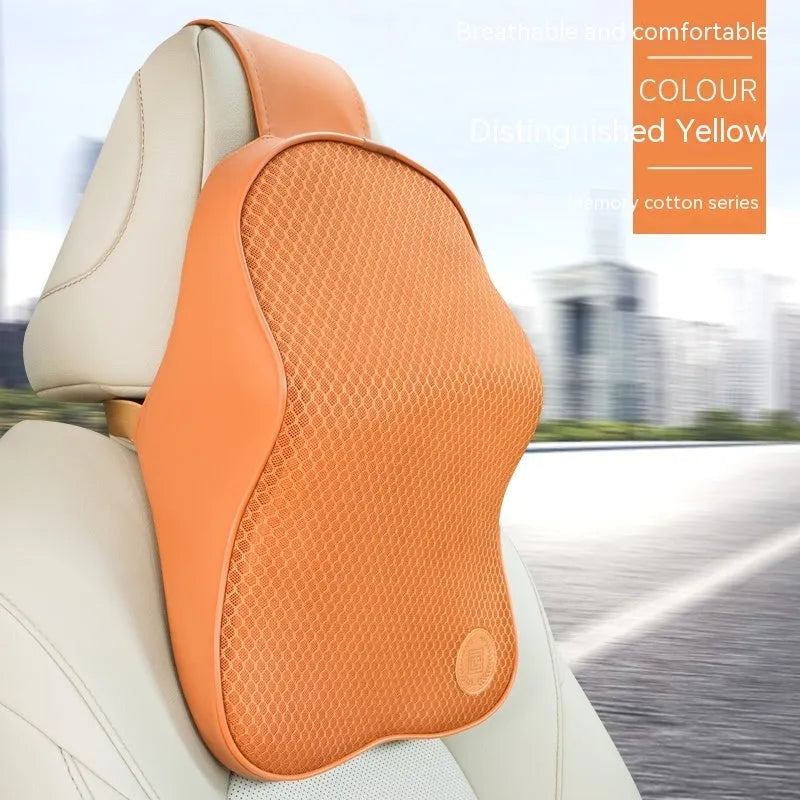 Memory foam automotive headrest pillow and lumbar support pillow set in various colour options