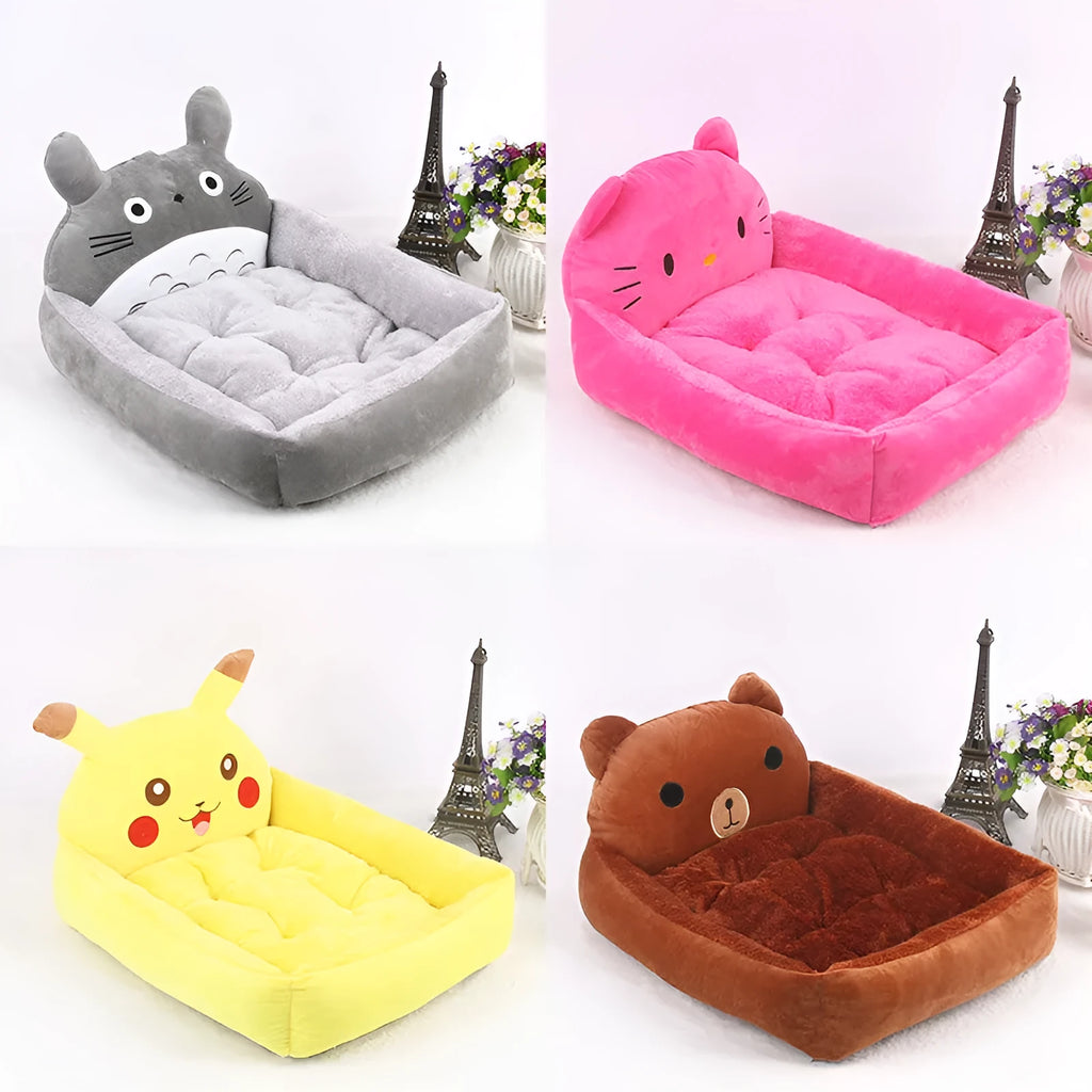Cartoon-style washable pet bed sofa for a small dog or cat, shown in a choice of colours.
