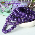 Natural transparent charoite crystal bracelet with platinum elements in four bead sizes
