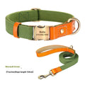 Small dog mohair neck collar and matching traction rope in one of six available colours with lettering detail
