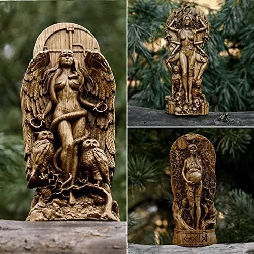 Synthetic resin Greek goddess statue sculpture for pagan altar or garden decoration in three colour options