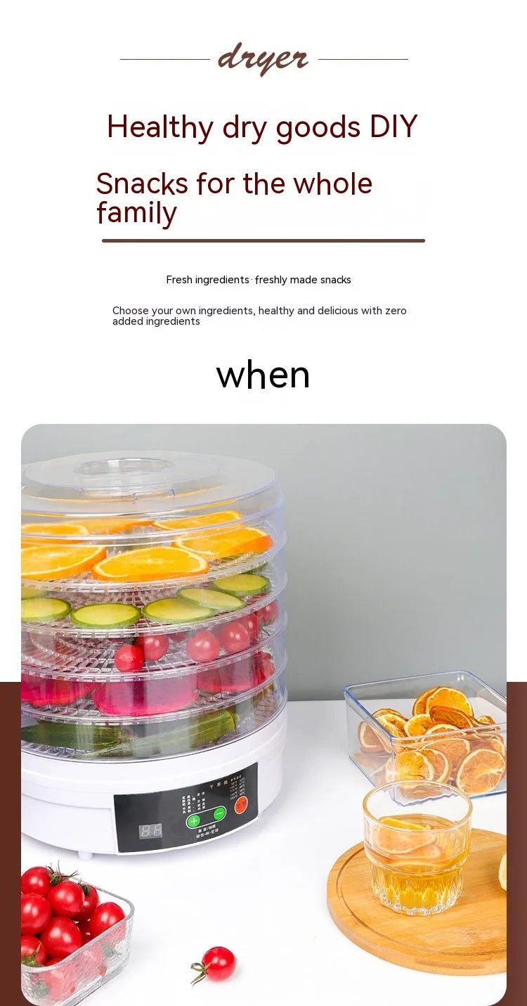 Five-layer white household fruit dehydrator appliance with multiple international plug options