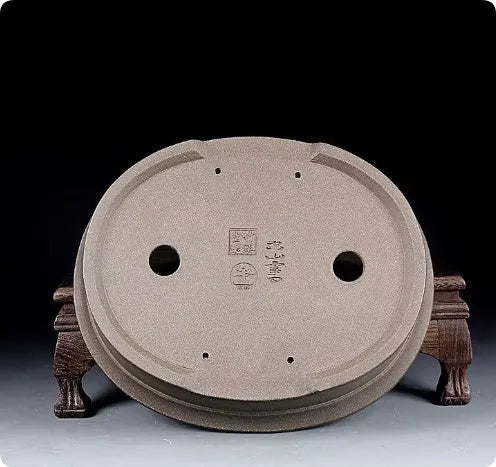 Handmade oval purple sand clay bonsai pot measuring 25x21x6.3cm for succulents