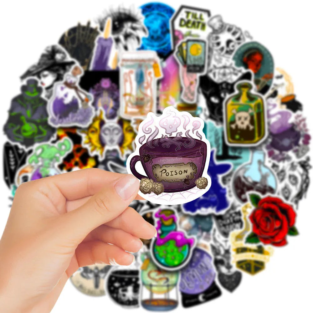 50 waterproof PVC glossy stickers for laptops and smooth surfaces 3-8cm size