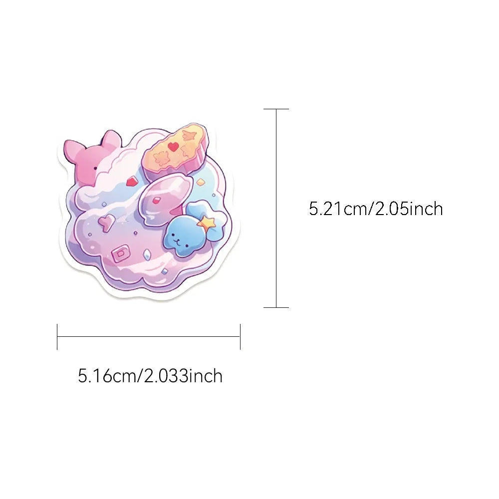 Fresh candy small object decorative waterproof stickers in 4-7cm sizes, pack of 50 sheets