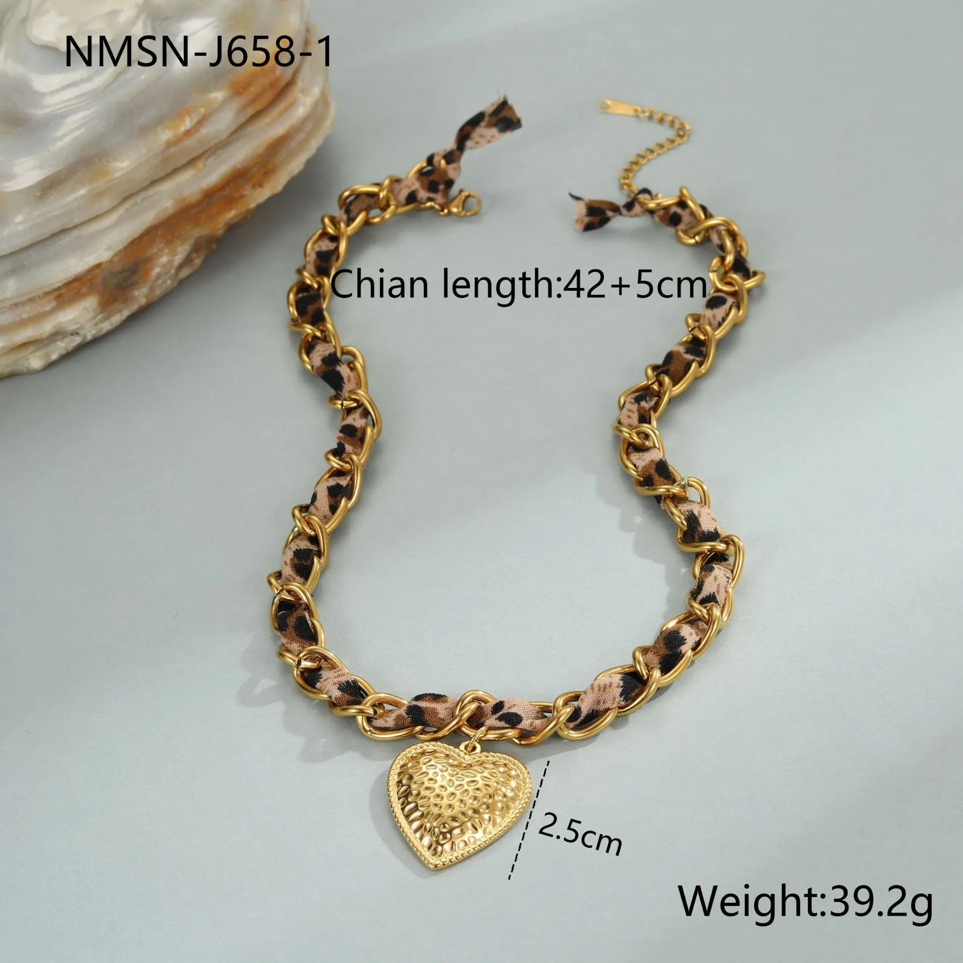 Geometric leopard love pendant stainless steel necklace with adjustable chain for women