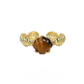 Adjustable silver ring with shell and tiger eye design in white gold or 18K gold electroplated finish
