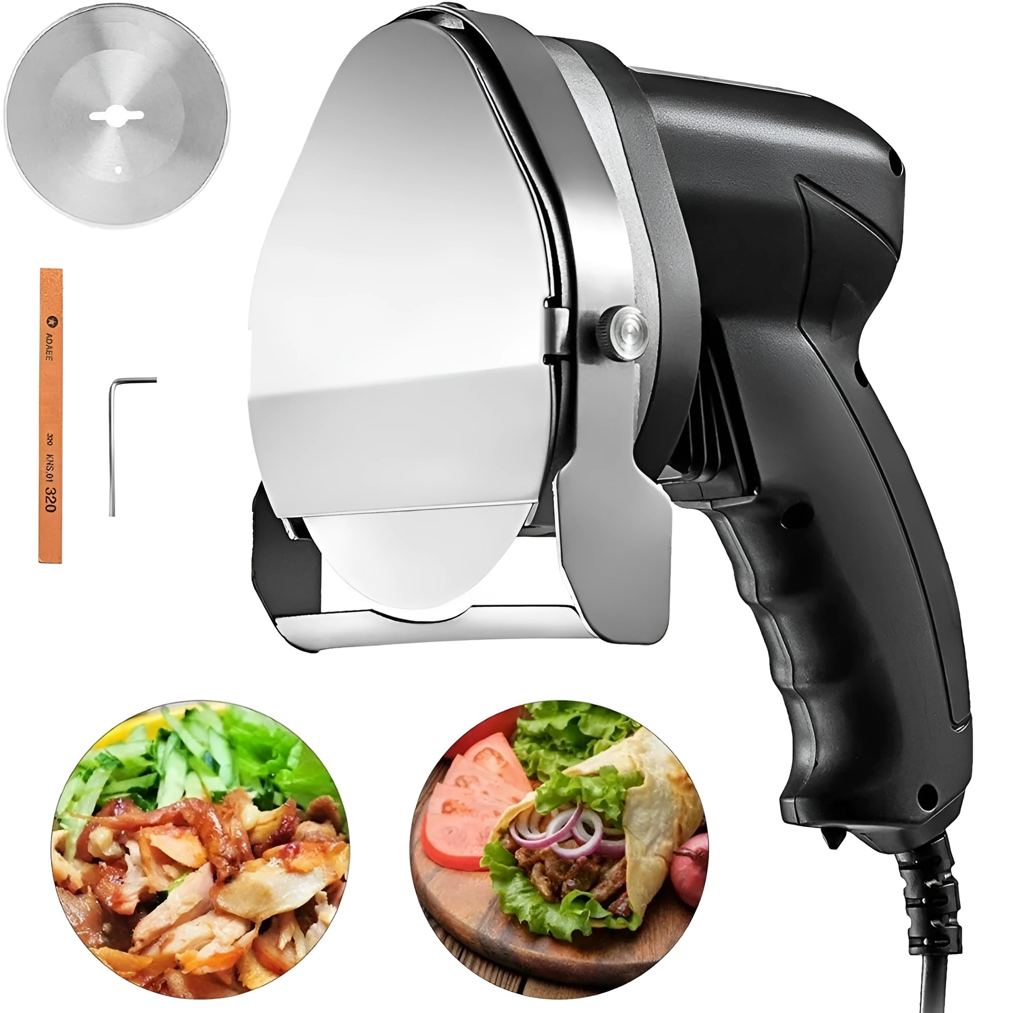 Black electric meat cleaver for turkey barbecue preparation with EU plug