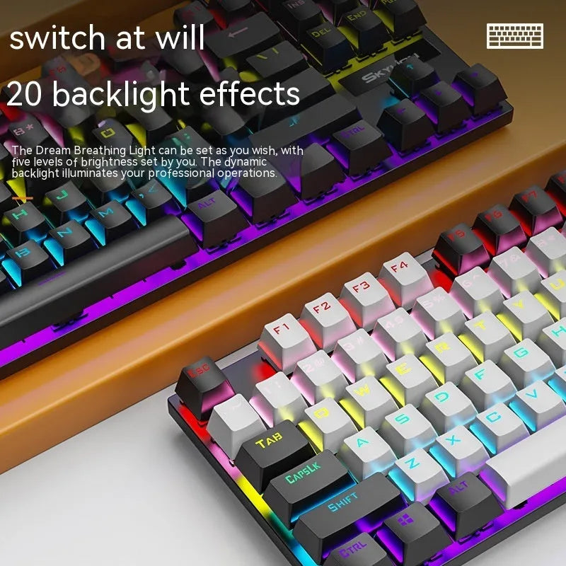 K87 mechanical keyboard with metal housing and 1.4m cable in selected colour with green or red axis switches
