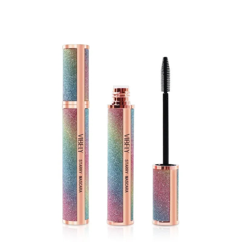 Black waterproof mascara wand with 4D curling formula for long thick lashes