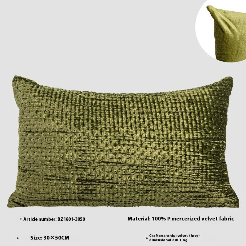 Antique style modern cushion pillow with quilted velvet texture in green, red, mocha, or orange colours